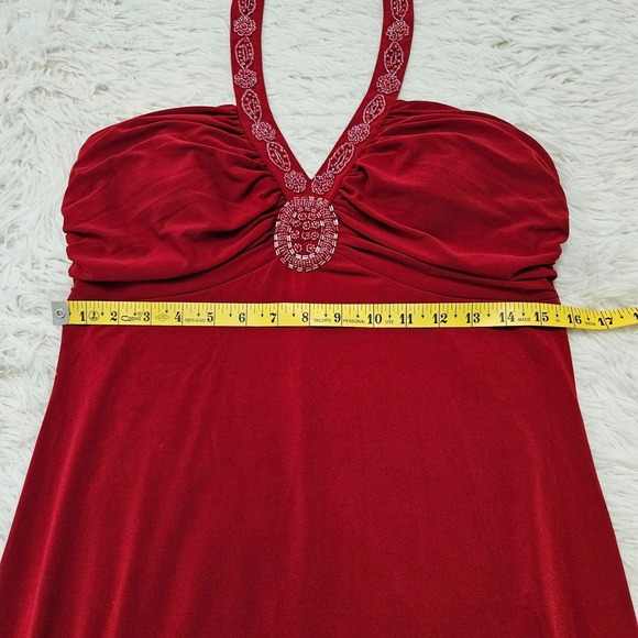 Spenser Jeremy Sz 10 Red Beaded Neckline Halter Y2k Babydoll Preppy Mini Dress - Picture 7 of 9